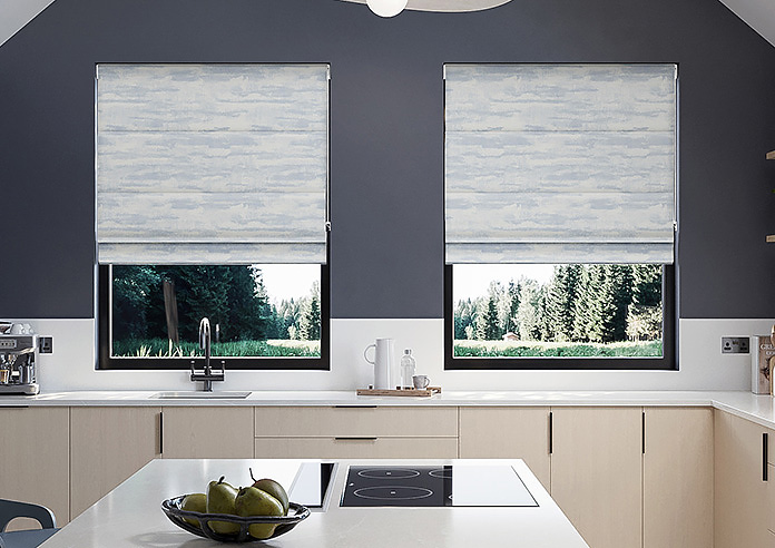 Glamour, Slate Blue - Motorised Roman Blind - Image 3